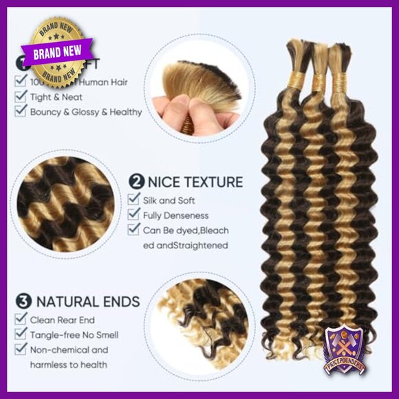 18 Inch Human Hair Extensions for Boho Braids, 150g Wet Wavy Bundles main image 6